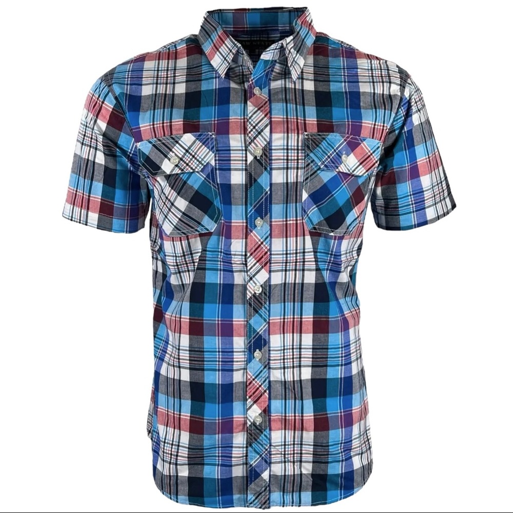 Raw State Affliction Men's Button Down Shirt Short Sleeve Outwear Multi Color